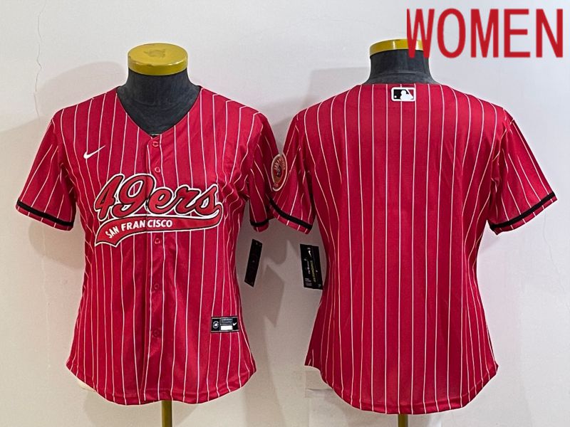 Women San Francisco 49ers Blank Red stripe 2022 Nike Co branded NFL Jerseys